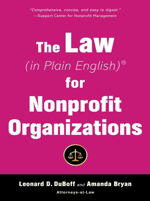 Title details for The Law (in Plain English) for Nonprofit Organizations by Leonard D. DuBoff - Available